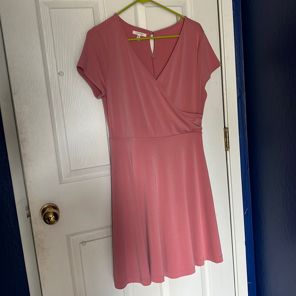 Pink faux wrap dress